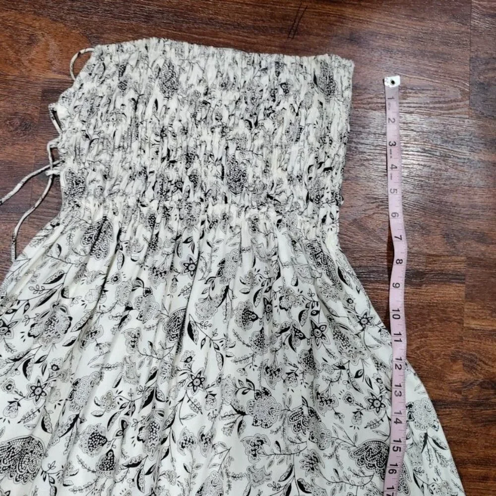 ASTR the Label Floral Print Maxi Linen Dress With Smocked Bodice Back Tie S - Picture 7 of 11